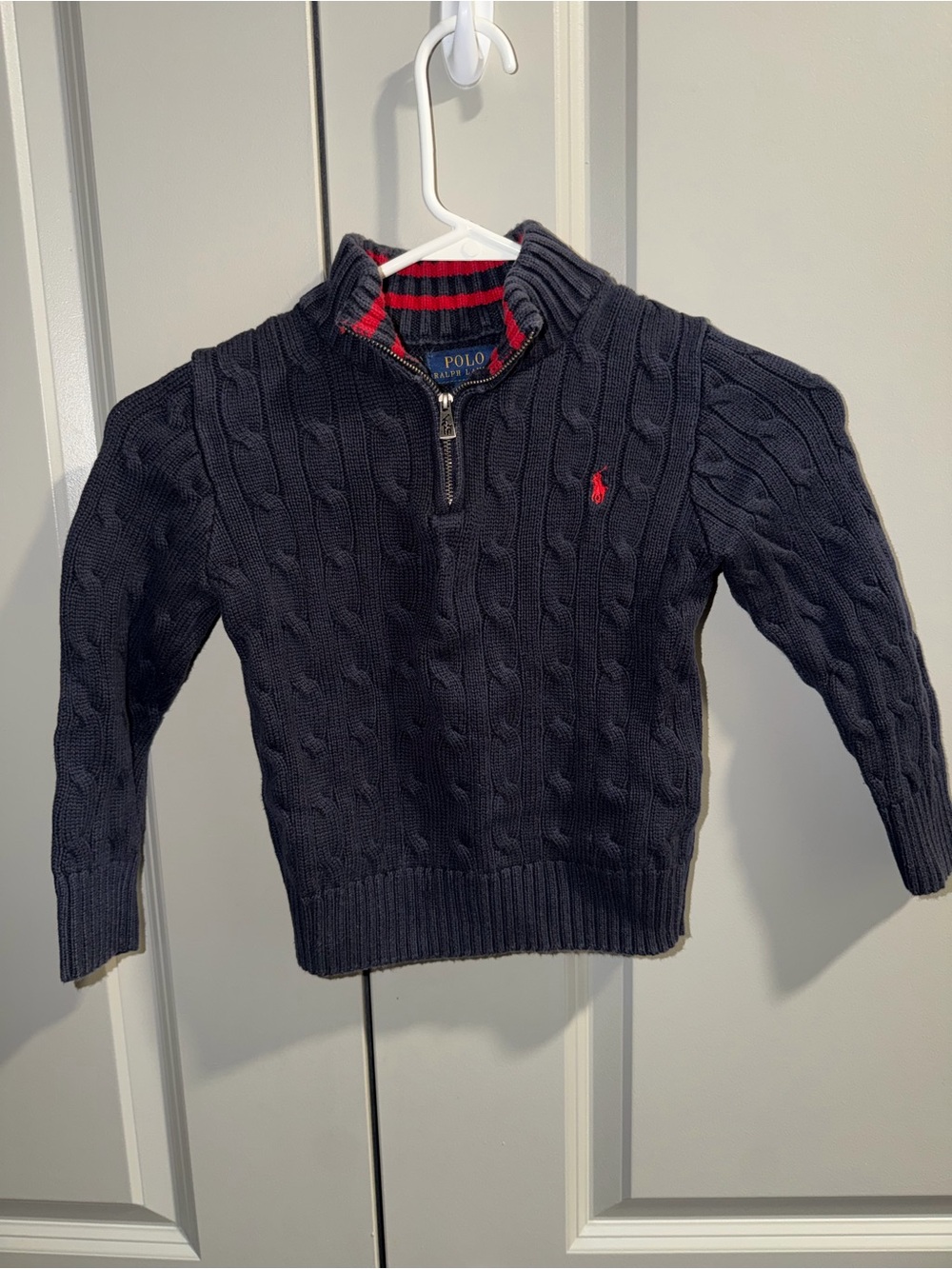 Polo by Ralph Lauren Kids Navy Cable-Knit Quarter-Zip Sweater Size 4